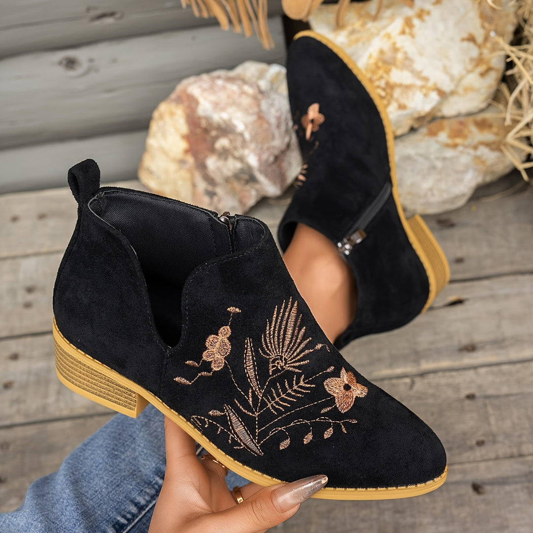 Annabel | Embroidered Ankle Boots