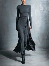 Elena | Draped Side-Knot Maxi Dress