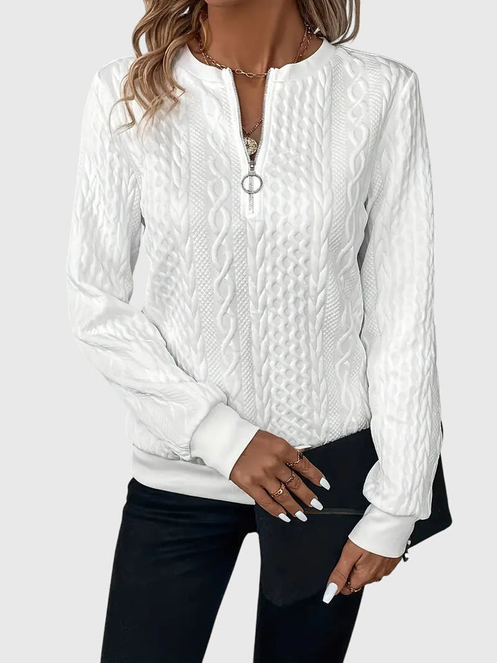 Violet | Textured Zip-Neck Sweater