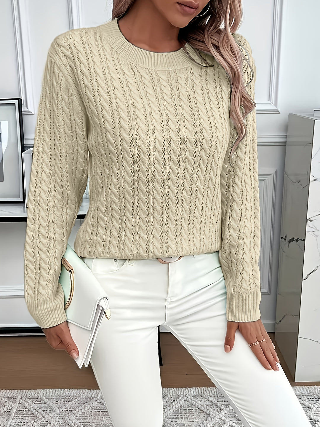 Maeve | Cable-Knit Round Neck Jumper