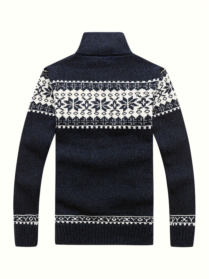 Reuben | Nordic-Pattern Zip Cardigan