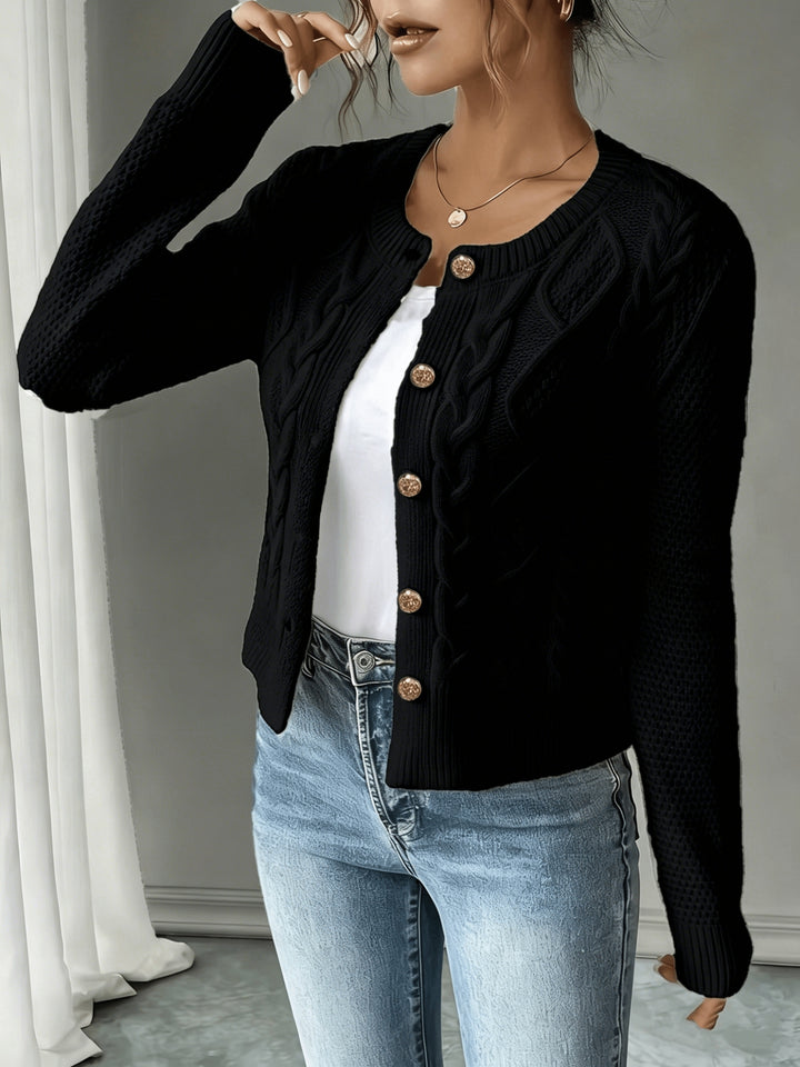 Lorraine | Cable-Knit Button-Front Cardigan