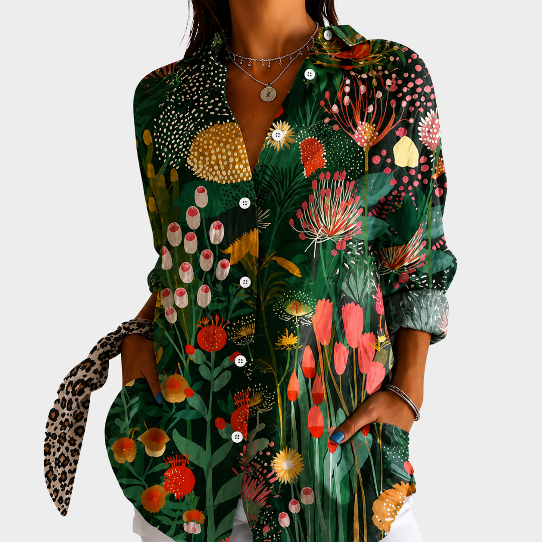 Fern | Garden-Print Statement Blouse