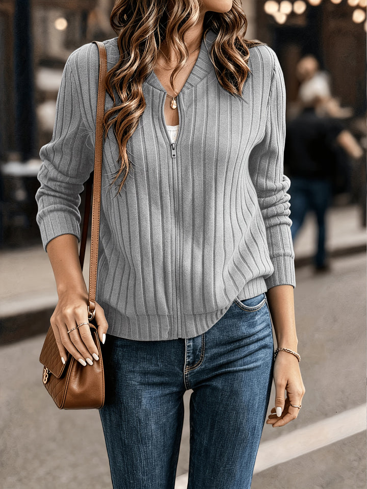 Adeline | Ribbed Zip-Up Jacket