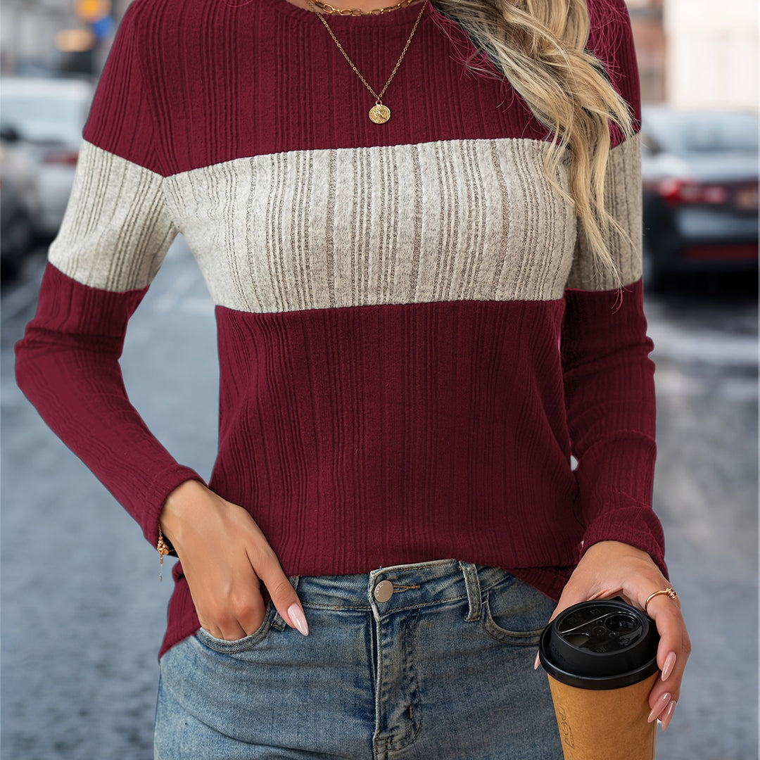 Delia | Colour-Block Long Sleeve Top