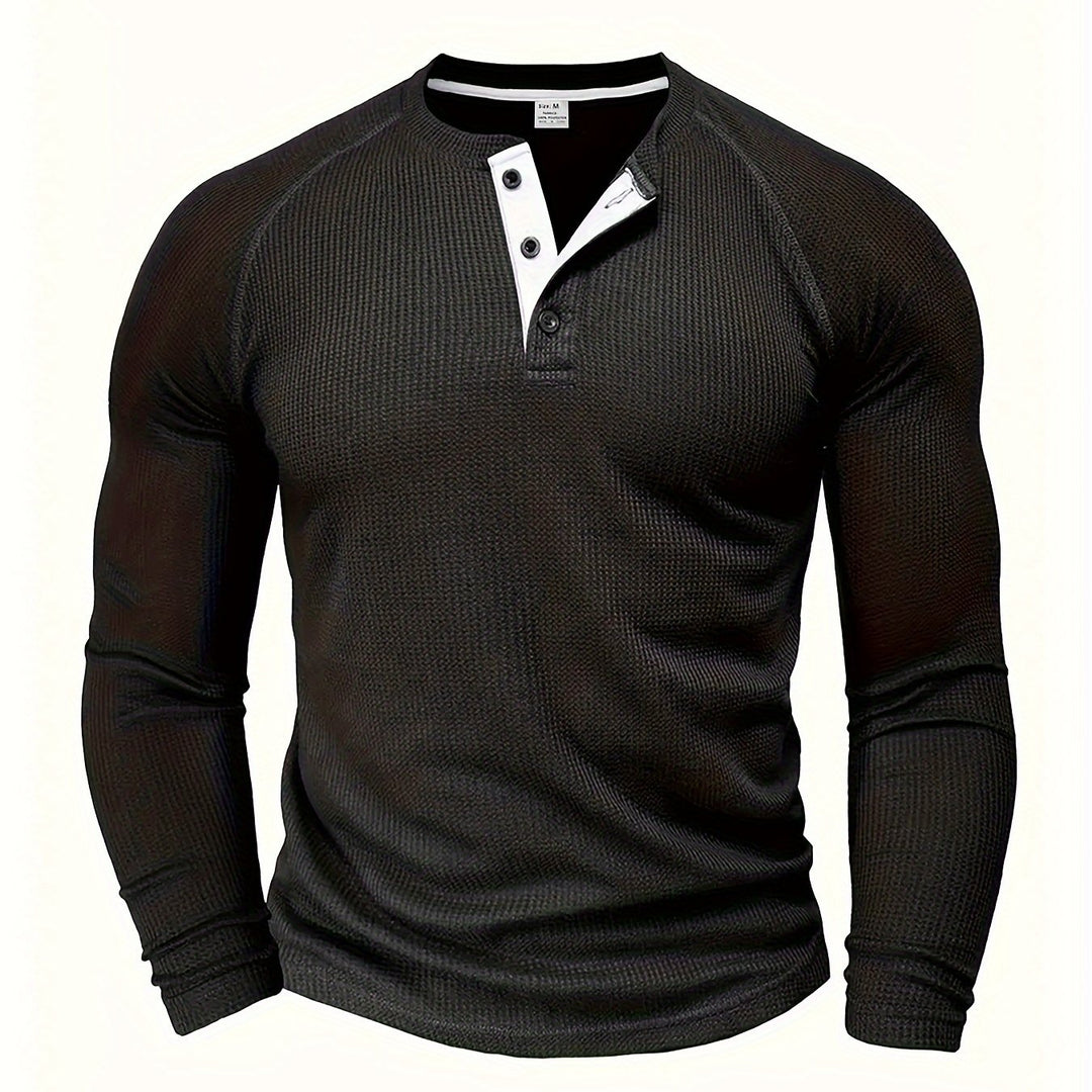 Roland | Textured Button-Placket Long-Sleeve Top