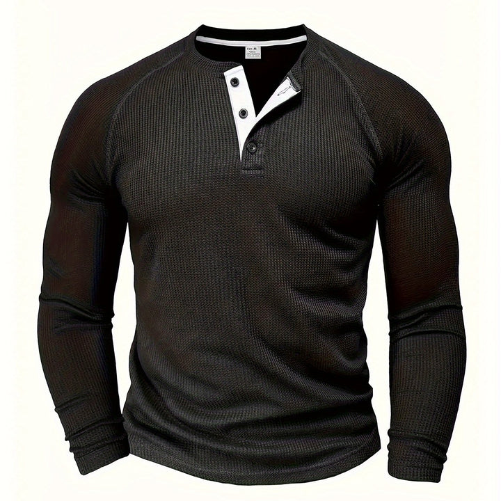 Roland | Textured Button-Placket Long-Sleeve Top