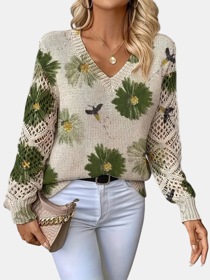 Freya | Floral V-Neck Jumper