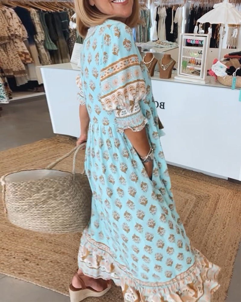 Emmeline | Bohemian Floral V-Neck Dress