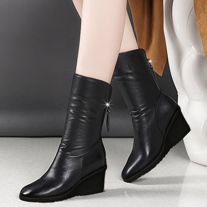 Bellamy | Sculpted Wedge Mid-Calf Boots