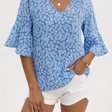 Annalise | Ruffle-Sleeve Floral Blouse