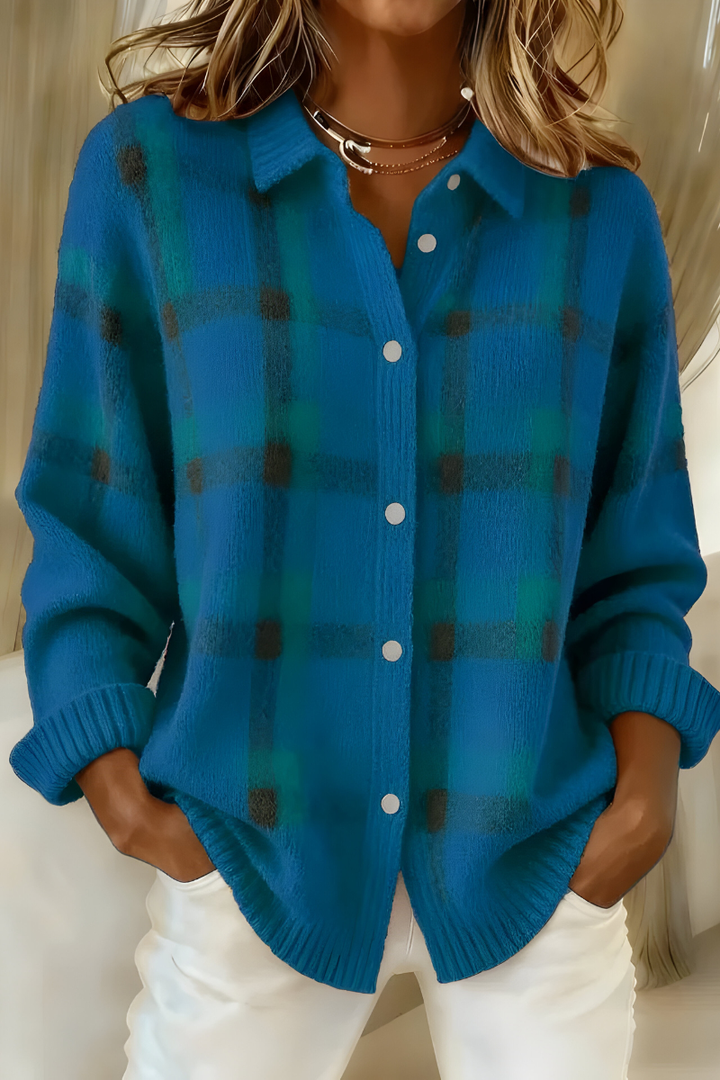 Bronwen | Checked Button-Front Cardigan