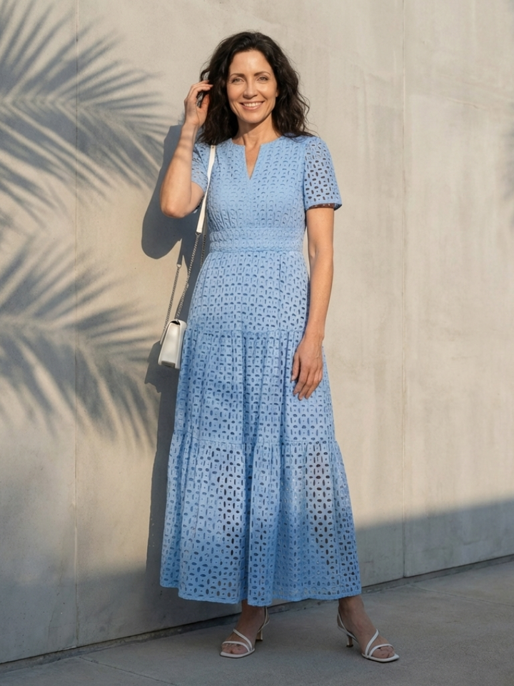 Rosalyn | Tiered Flutter-Sleeve Midi Dress