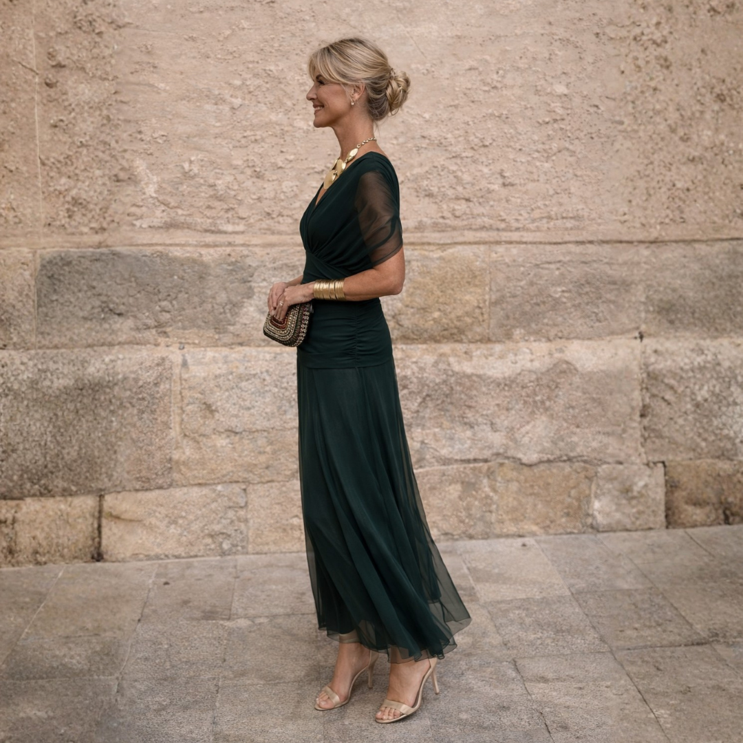Aveline | Draped V-Neck Maxi Dress