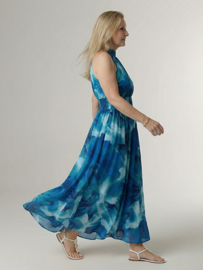 Elaine | Gathered Halter Midi Dress