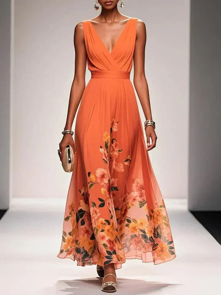 Cosette | Floral V-Neck Maxi Dress