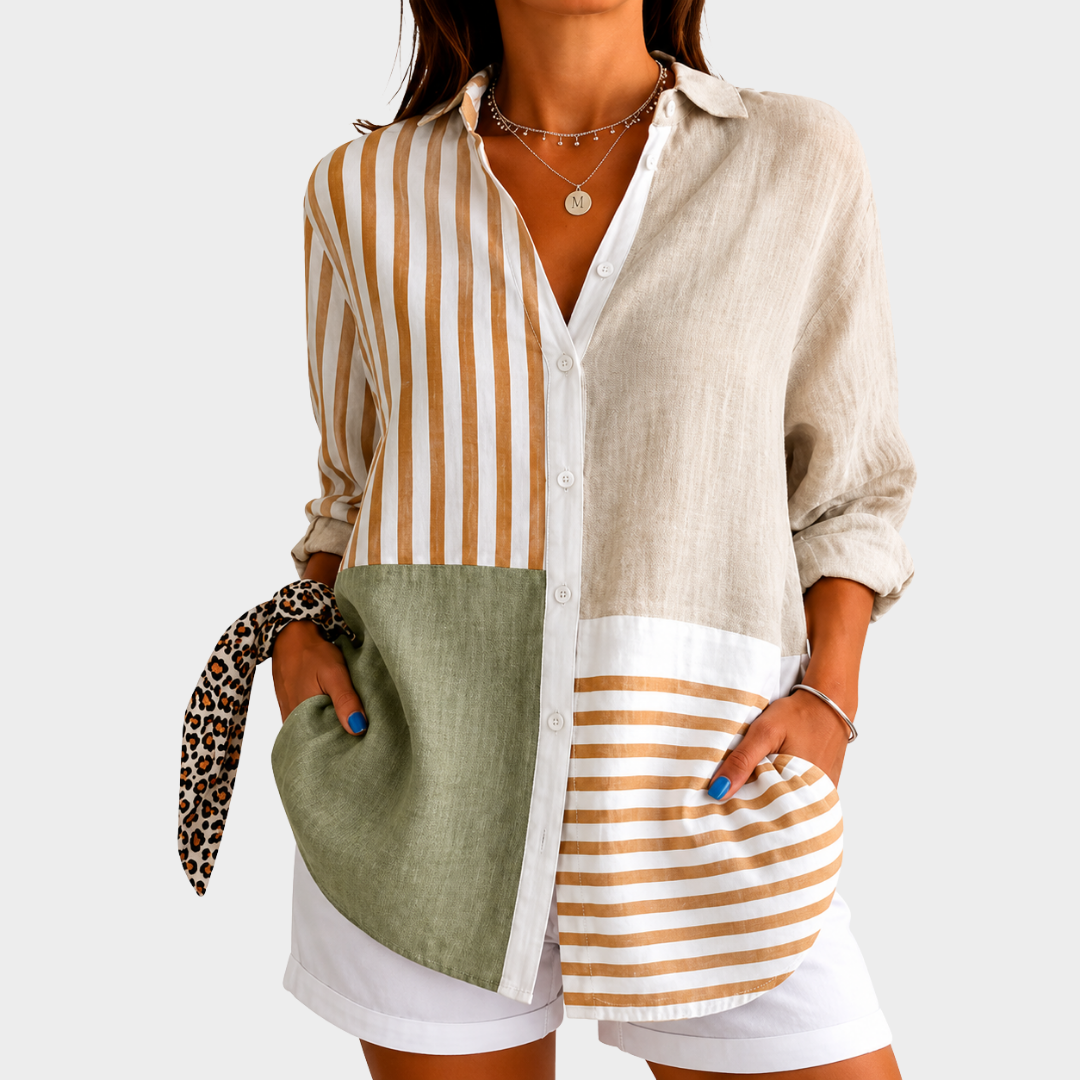 Maribel | Colour-Block Patchwork Blouse