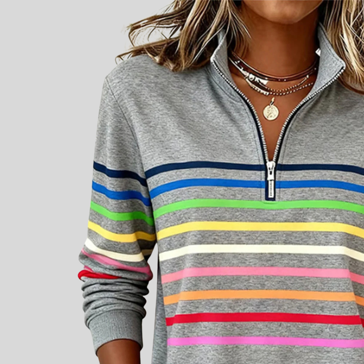 Hazel | Colourful Striped Quarter-Zip Sweatshirt