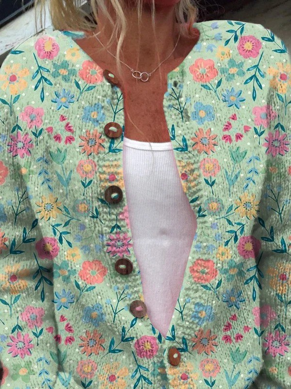 Marigold | Blossom-Print Buttoned Cardigan