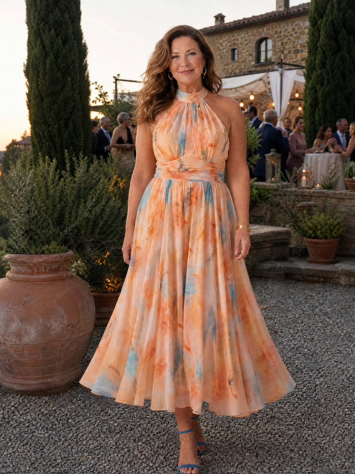 Belinda | Flowing Halter Midi Dress