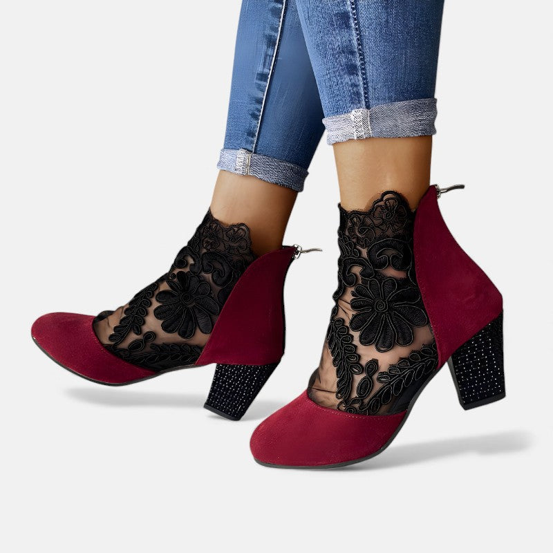 Henrietta | Floral Lace Ankle Boots