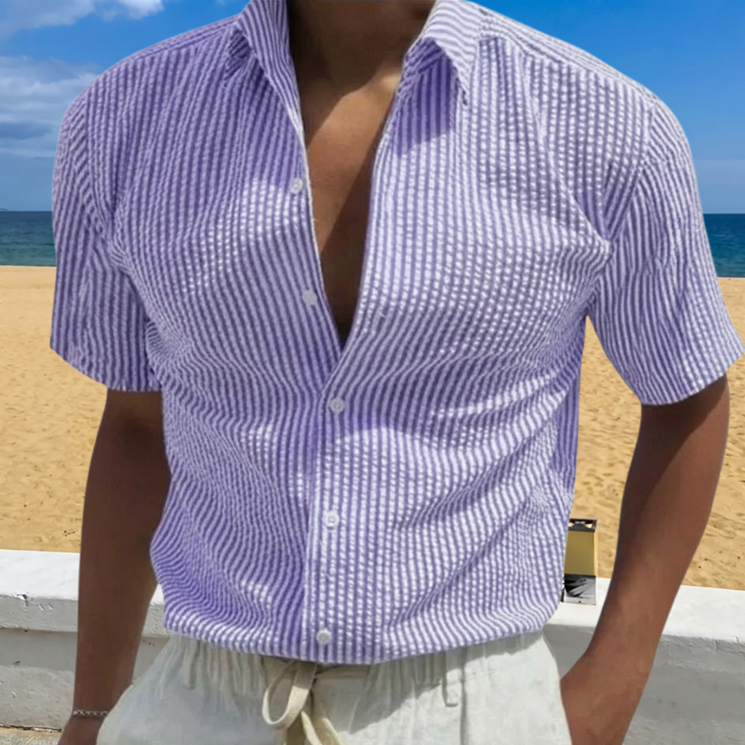 Foster | Textured Stripe Short Sleeve Shirt
