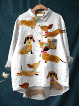Marjolein | Playful Dachshund Print Casual Shirt