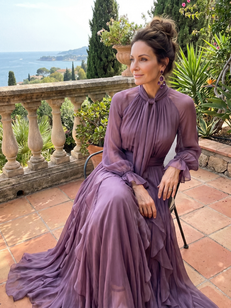 Gloria | Tie-Neck Tiered Maxi Dress