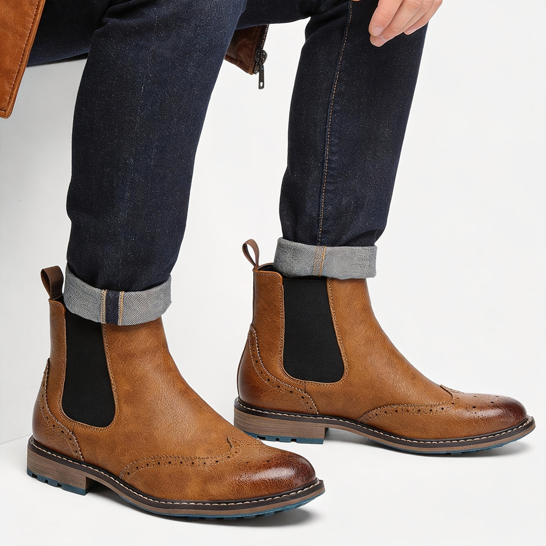 Barnaby | Refined Brogue Chelsea Boots