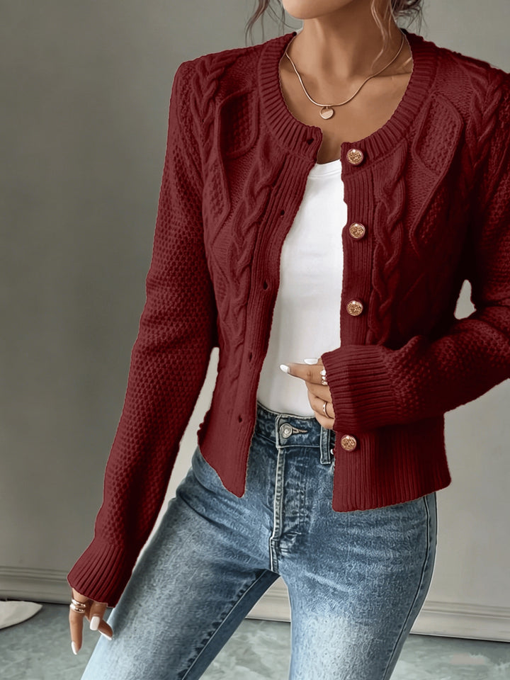 Lorraine | Cable-Knit Button-Front Cardigan