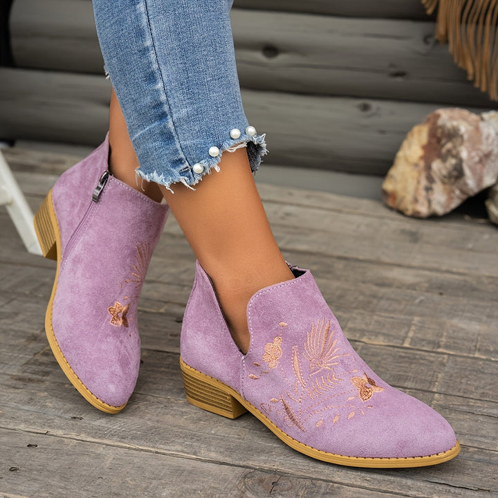 Annabel | Embroidered Ankle Boots