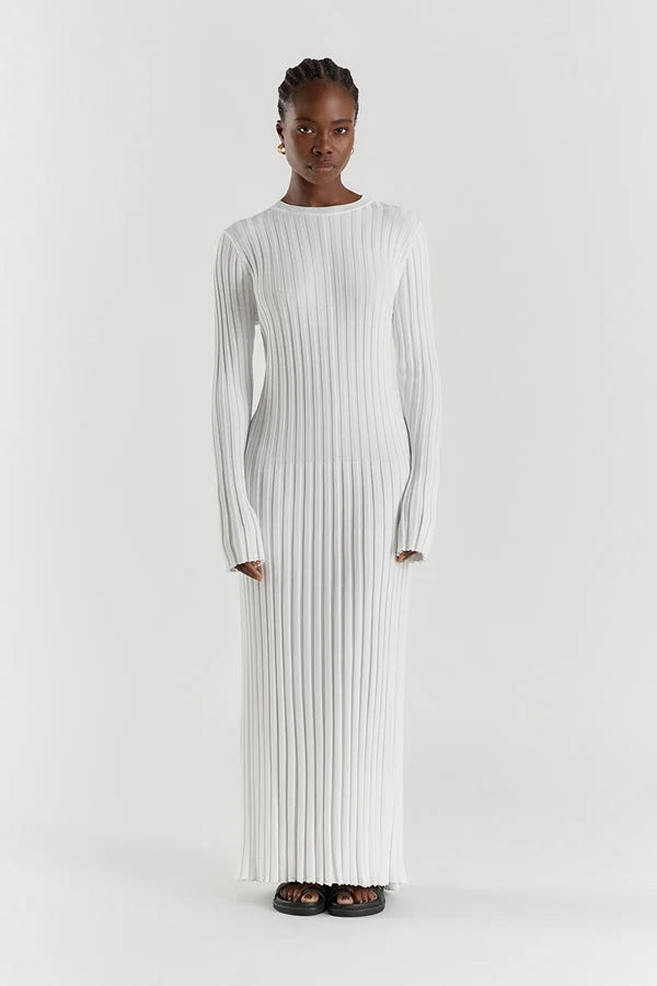 Ruby | Softly Ribbed V-Neck Midi Dress