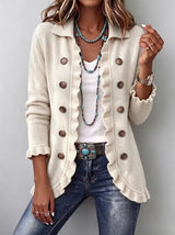 Rosalie | Ruffle-Trim Buttoned Cardigan
