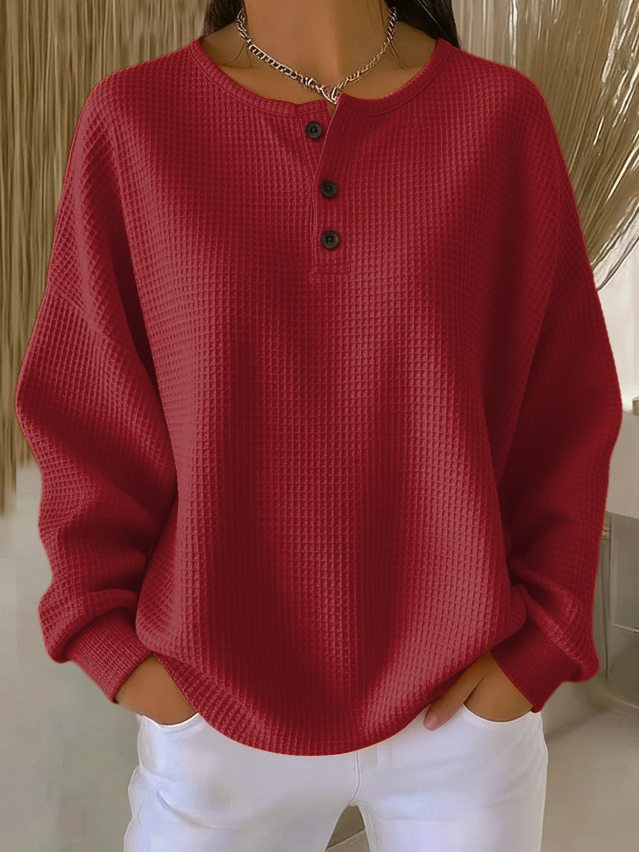 Brynn | Relaxed Waffle-Texture Henley Top