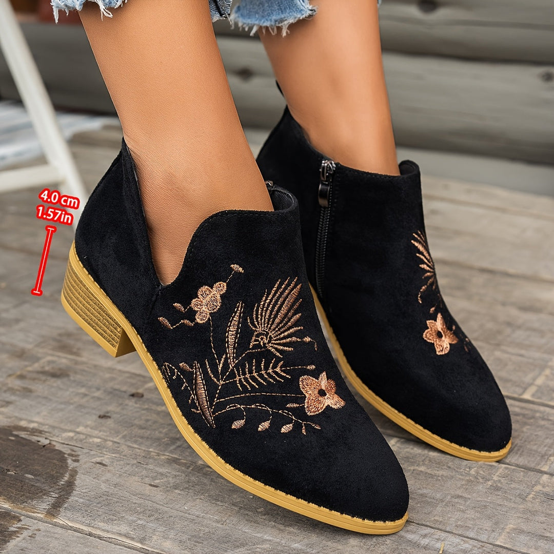 Annabel | Embroidered Ankle Boots