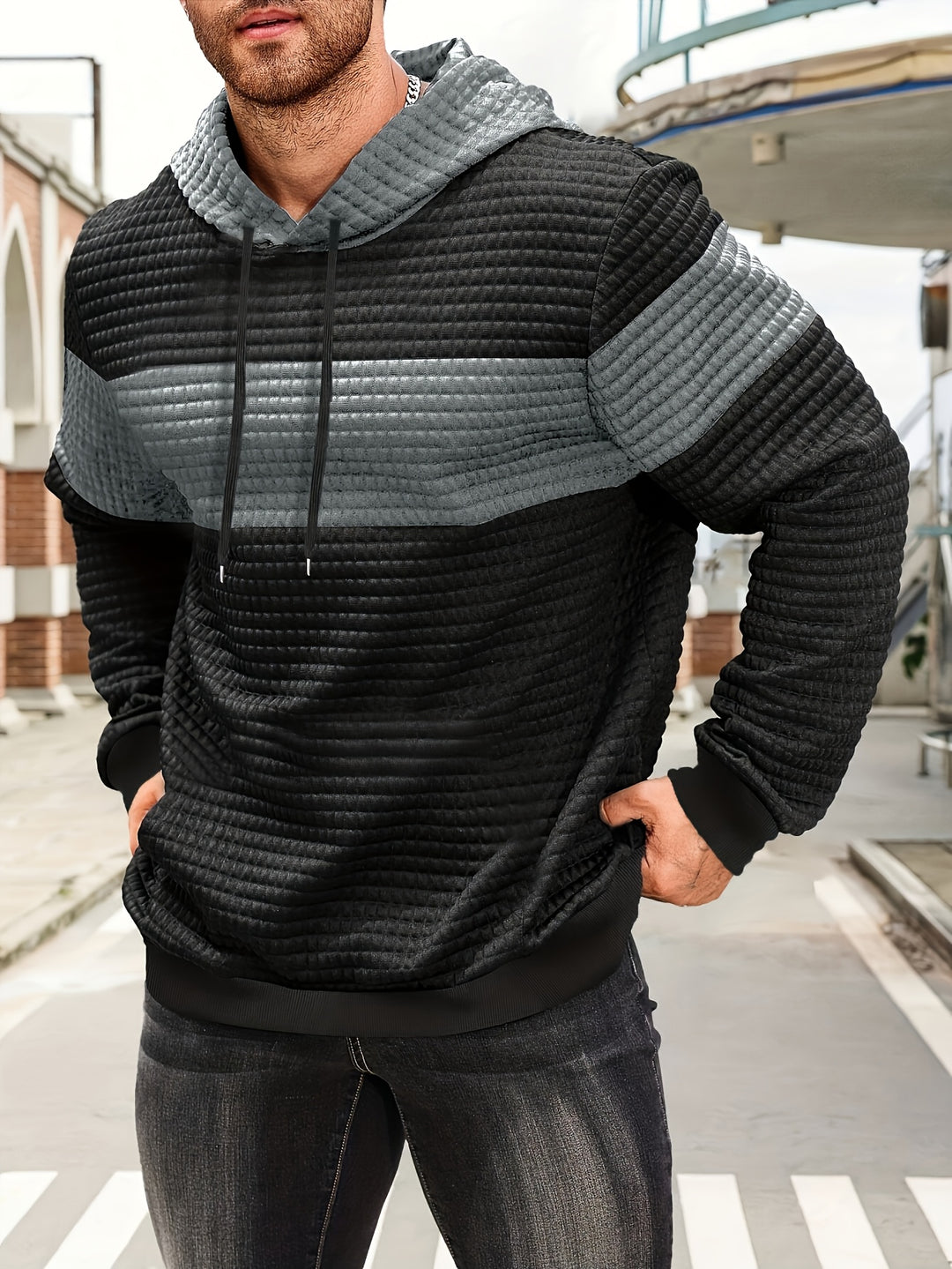 Jasper | Textured Colour-Block Hoodie