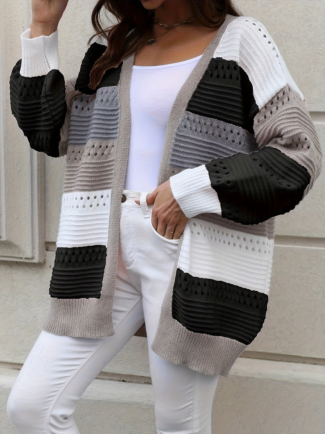 Delilah | Colour-Block Oversized Cardigan