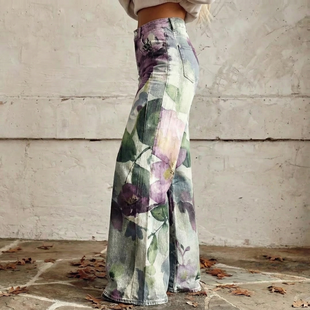 Petra | High-Waisted Wide-Leg Floral Trousers