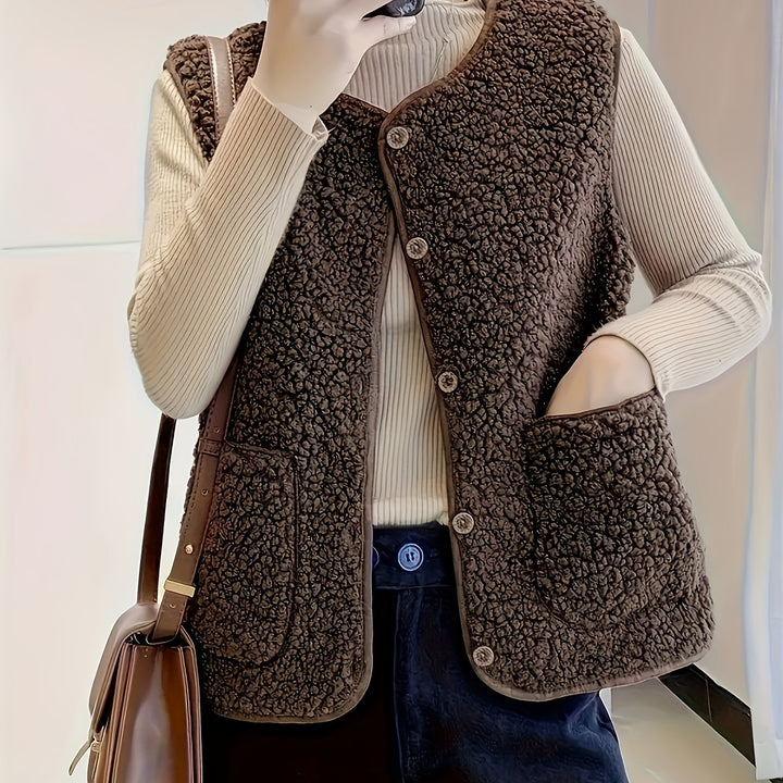 Roxanne | Textured Button-Front Gilet