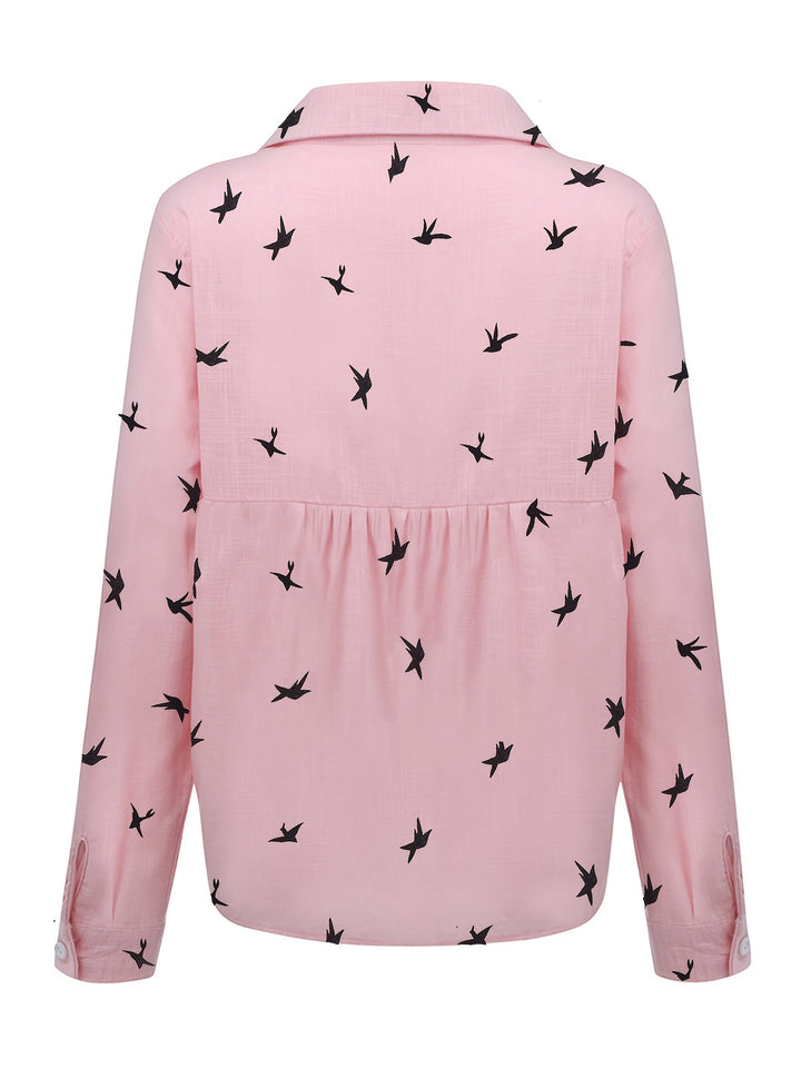 Matilda | Bird Print Button-Up Shirt