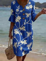 Caroline | Botanical Print Summer Dress