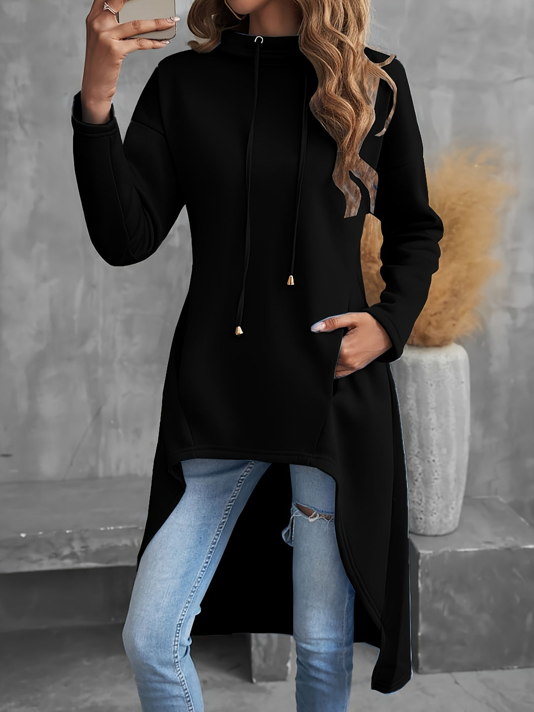 Elodie | High-Low Draped Hoodie