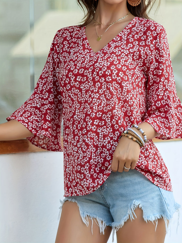 Annalise | Ruffle-Sleeve Floral Blouse