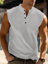 Fletcher | Sleeveless Button-Neck Tank Top