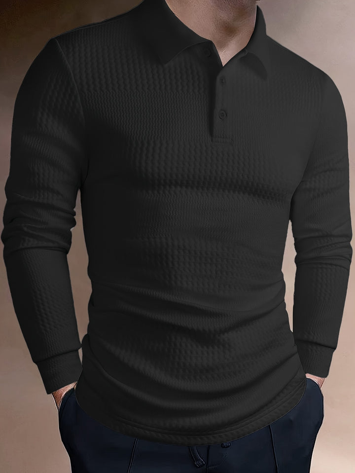 Lawrence | Textured Long Sleeve Polo Shirt
