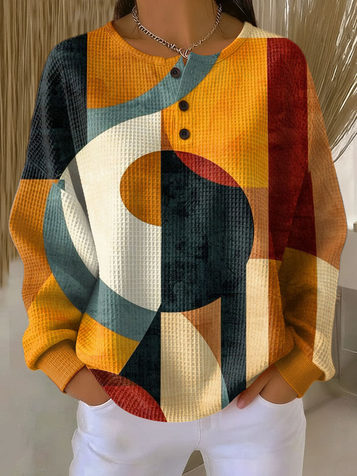 Margaret | Waffle-Textured Geometric Sweater