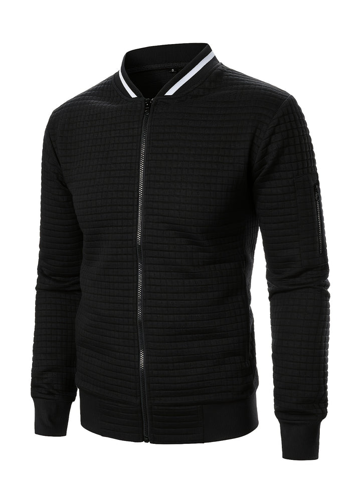 Spencer | Textured Zip-Up Bomber Jacket