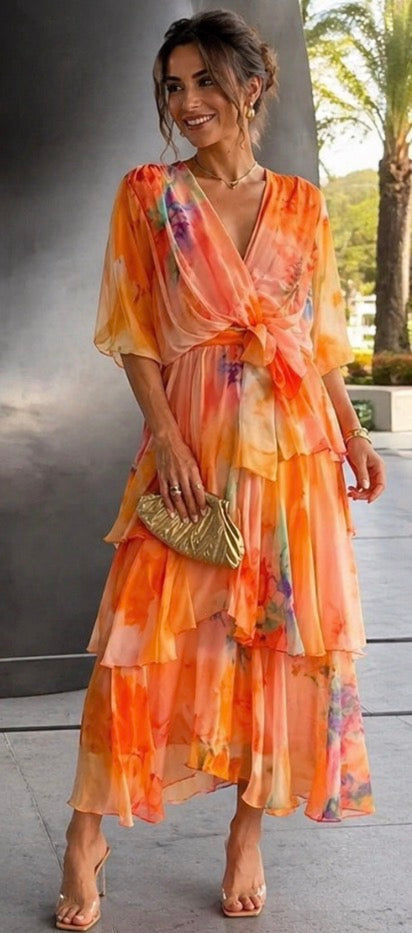 Eliza | Layered Tiered Midi Dress