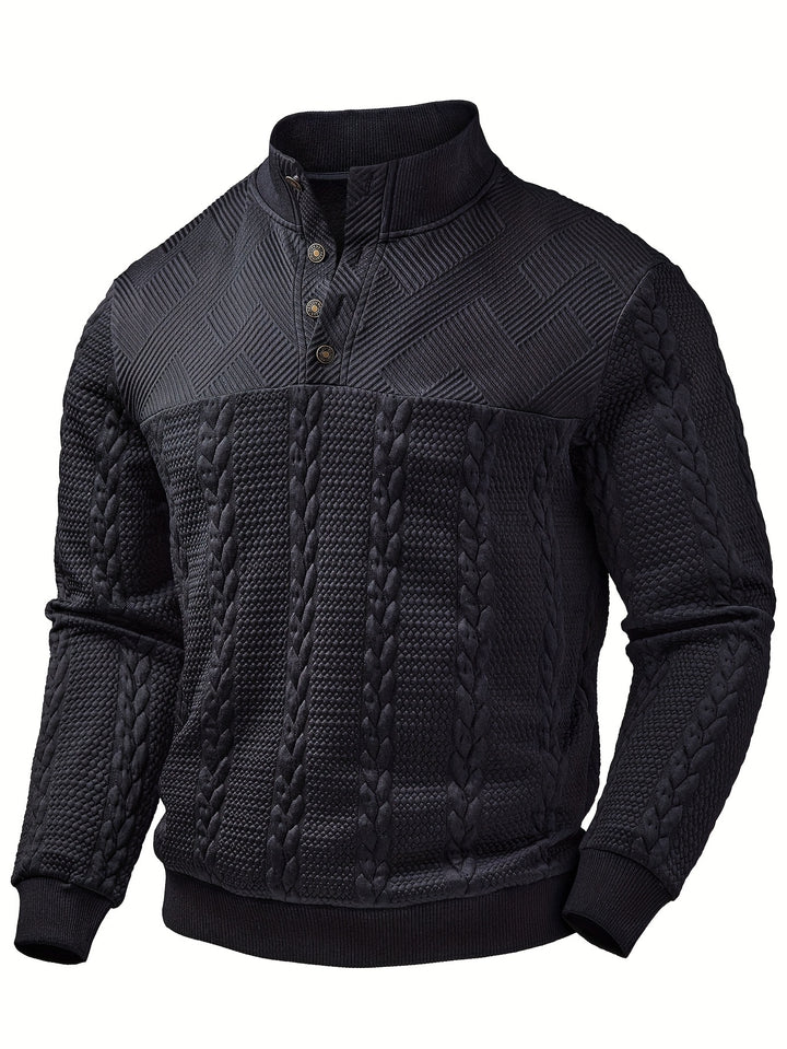 Malcolm | Textured Button-Neck Henley