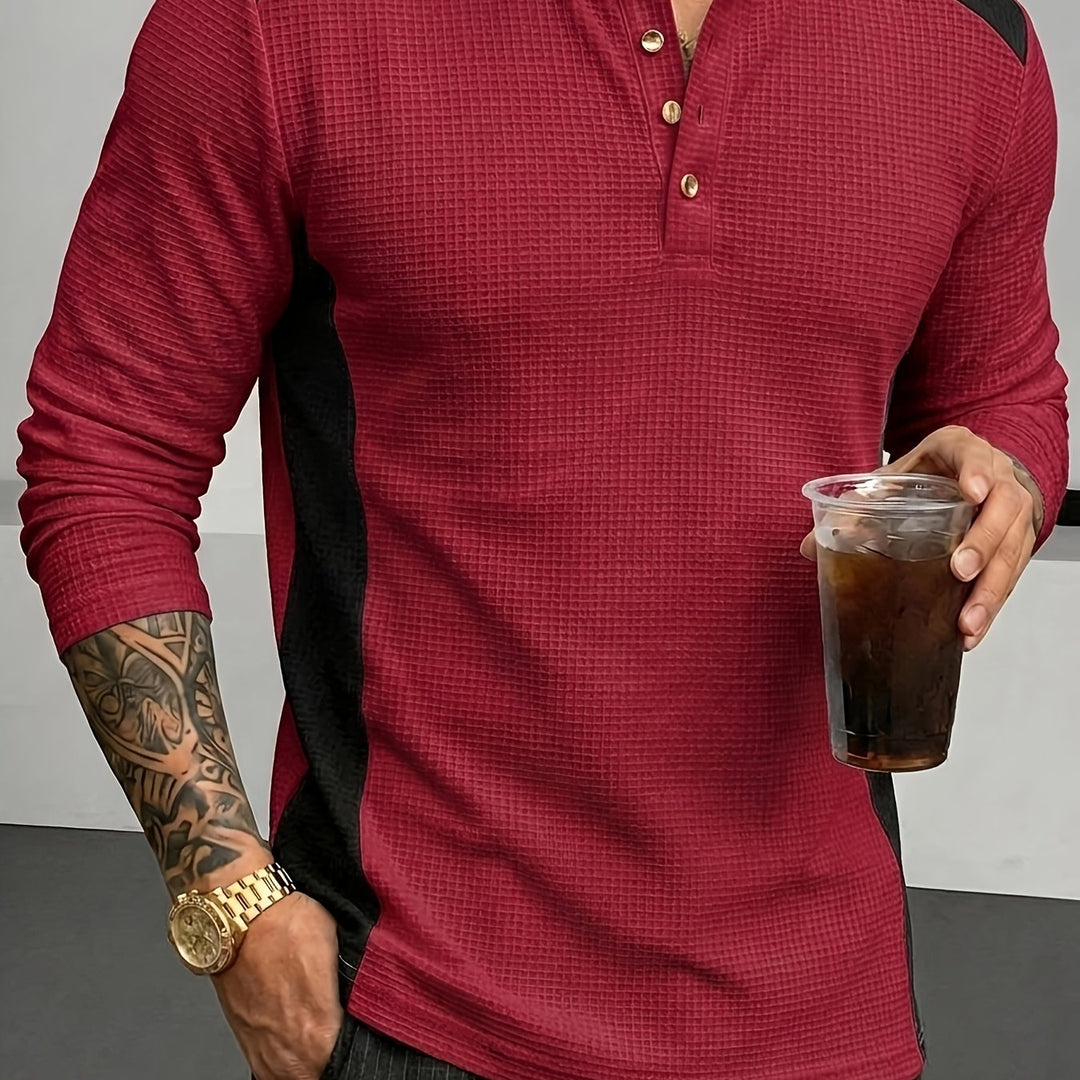 Bryce | Textured Contrast Henley Shirt